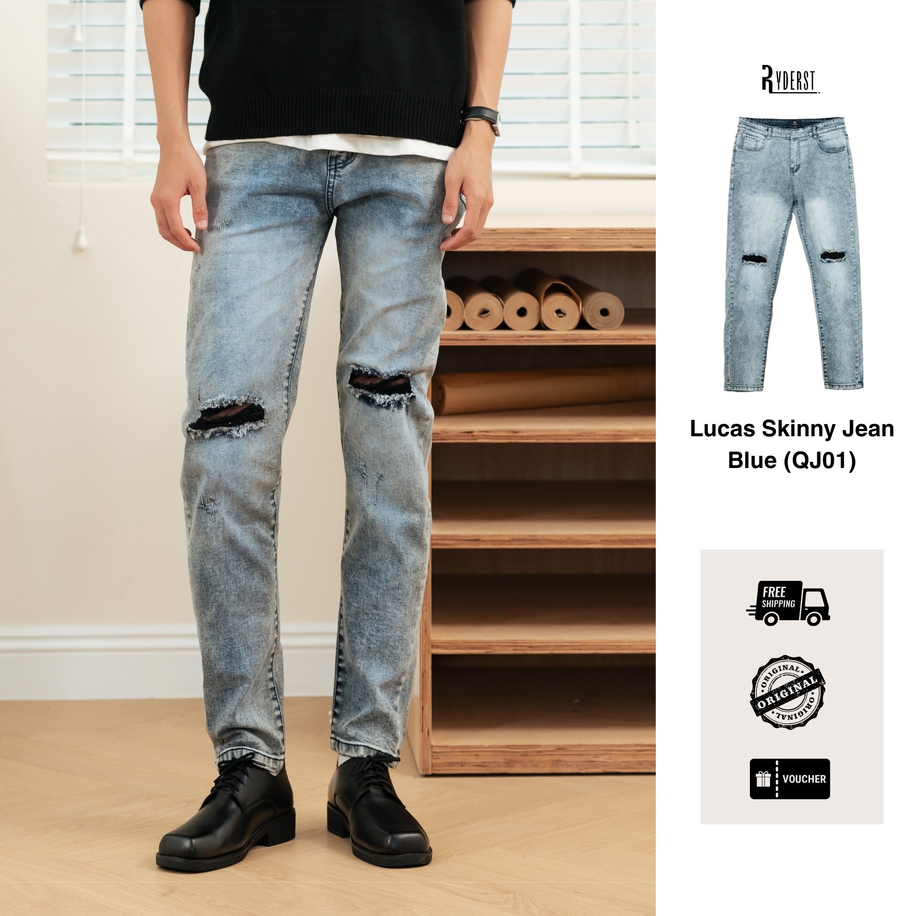 Quần Skinny Jean xanh Lucas QJ01