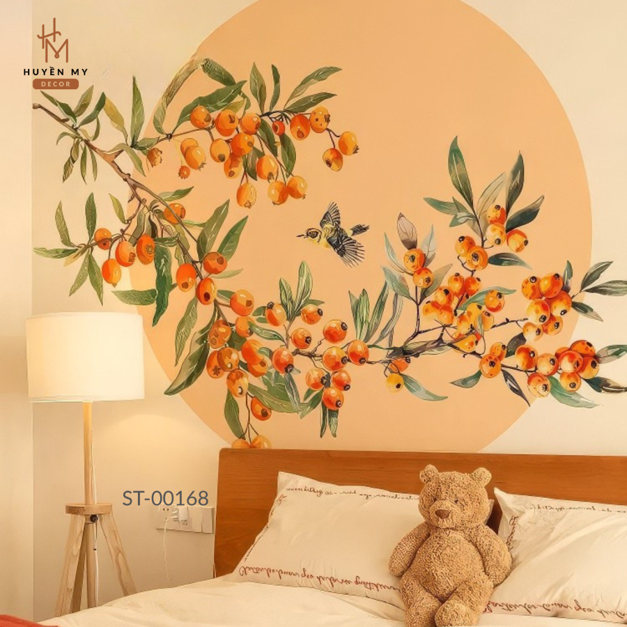 Sticker Dán Tường Cành Hồng Trang Trí, Decor Phòng Khách, Phòng Ngủ, Quán Cafe, Spa, Nail – Huyền My Decor
