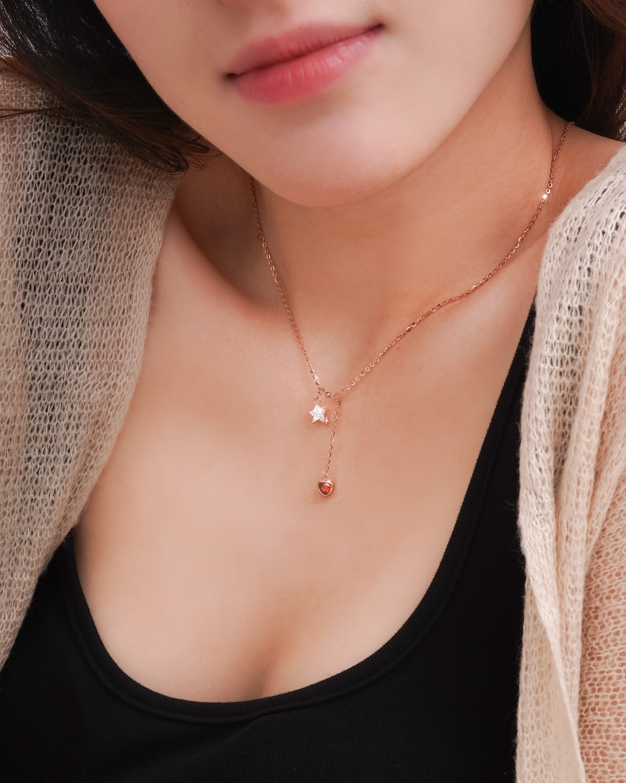 Dây Chuyền Sincera Star Heart Đá CZ | Bạc s925 3