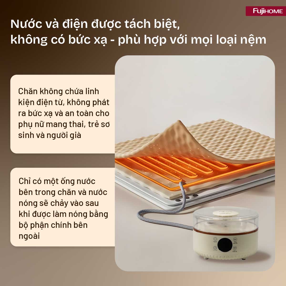 Chăn Điện Sưởi ấm bằng nước nóng Fujihome HB1820E