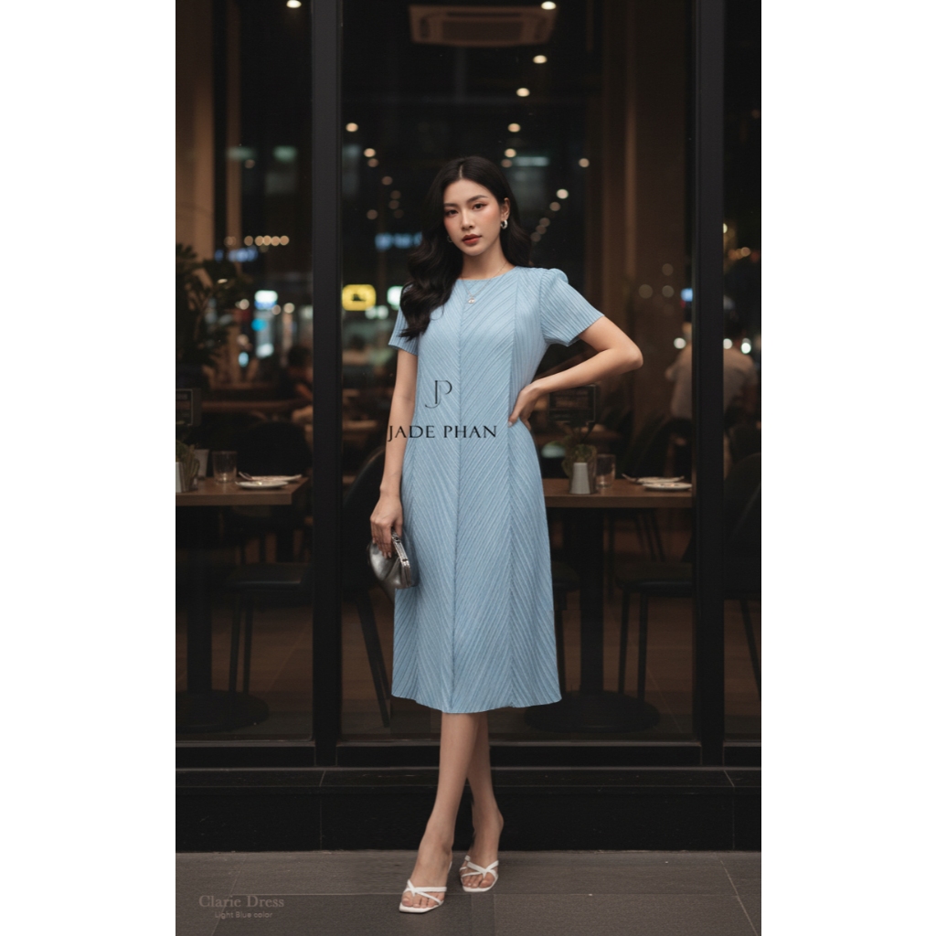 Váy Clarie dập ly cao cấp JADEPHAN nhiều màu thanh lịch