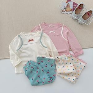 Bộ dài quần dài bé gái không cổ