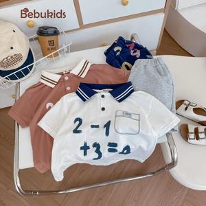 Bộ cộc quần đùi bé trai có cổ