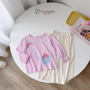 Bộ dài quần dài bé gái có cổ