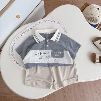 Bộ cộc quần đùi bé trai có cổ