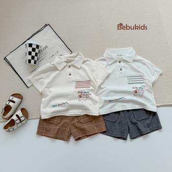 Bộ cộc quần đùi bé trai có cổ