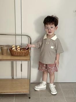 Bộ cộc quần đùi bé trai có cổ