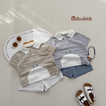 Bộ cộc quần đùi bé trai có cổ