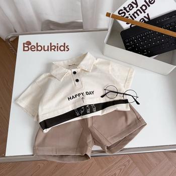 Bộ cộc quần đùi bé trai có cổ