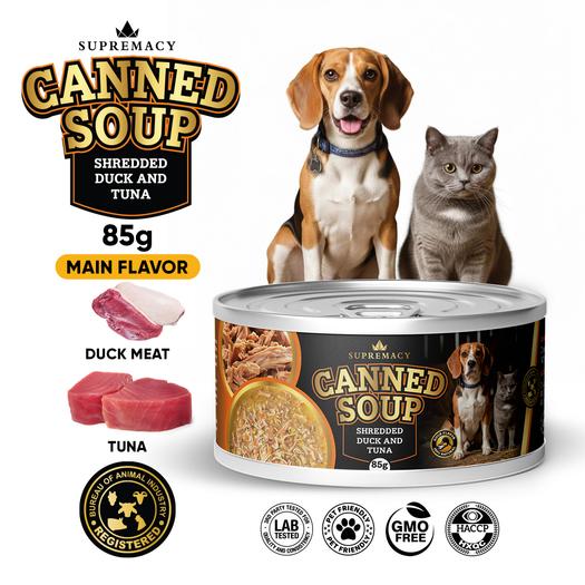 Product image - Canned Soup Shredded Duck and Tuna for Dogs and Cats