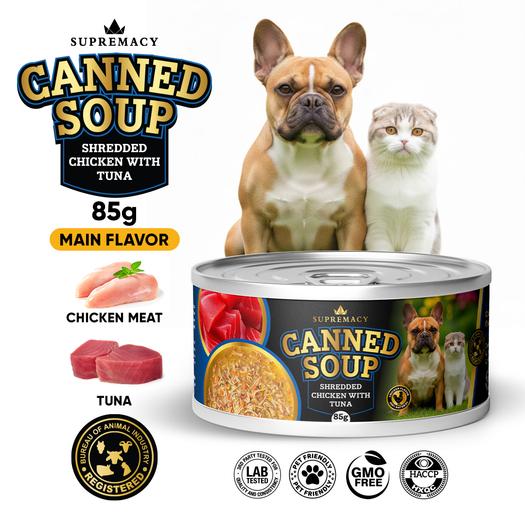 Product image - Canned Soup Shredded Chicken with Tuna for Dogs and Cats
