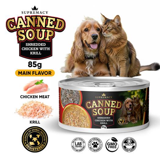 Product image - Canned Soup Shredded Chicken with Krill for Dogs and Cats