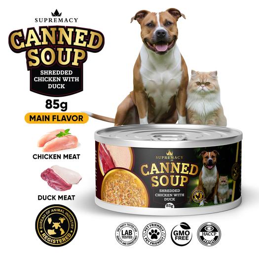 Product image - Canned Soup Shredded Chicken with Duck for Dogs and Cats