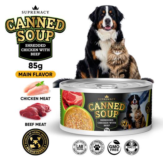 Product image - Canned Soup Shredded Chicken with Beef for Dogs and Cats