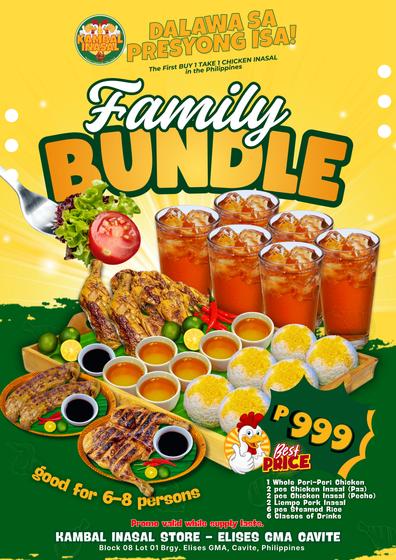 Product image - Family Bundle P999 - Peri-Peri Chicken +Inasal Chicken + Liempo + Rice + Drinks