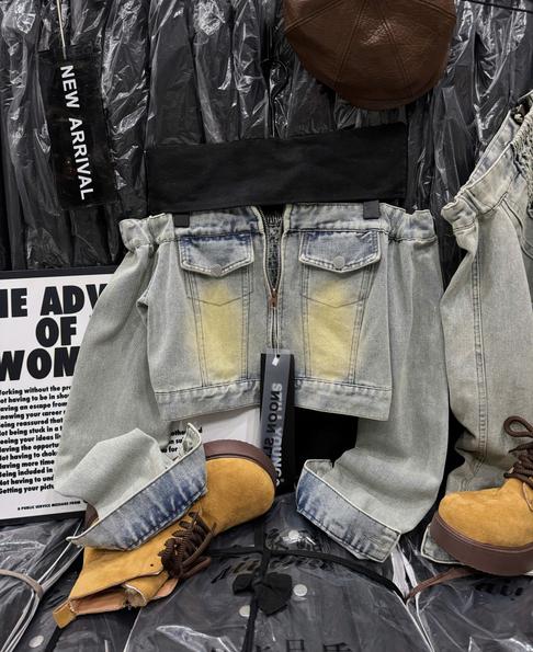 Product image - áo khoác jean vai chun lưng