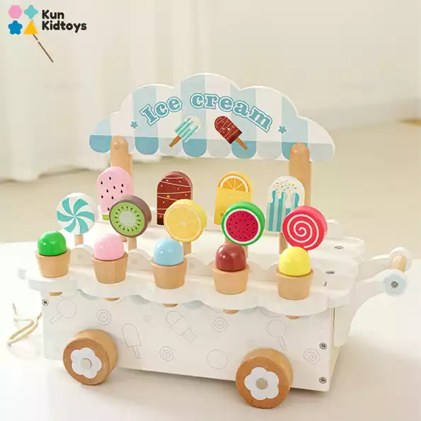 Product image - xe bán kem đồ chơi bằng gỗ