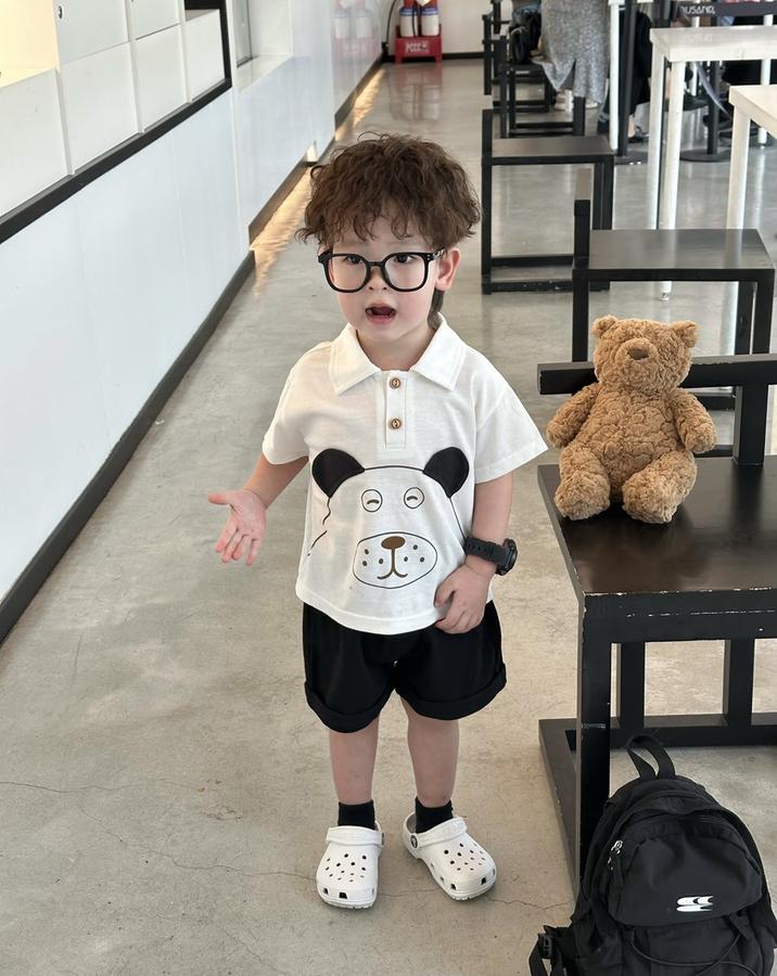 SB2376- bộ polo in chú cún đính tai