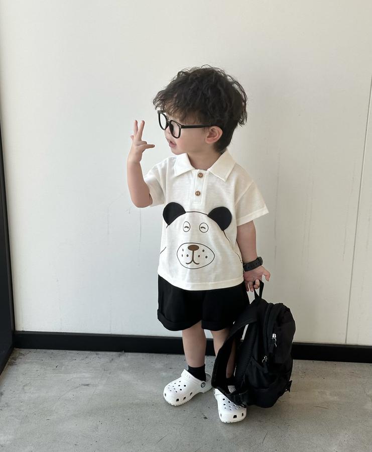 SB2376- bộ polo in chú cún đính tai