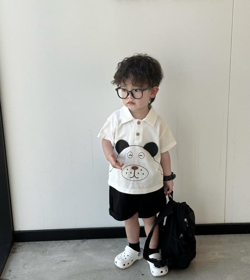 SB2376- bộ polo in chú cún đính tai