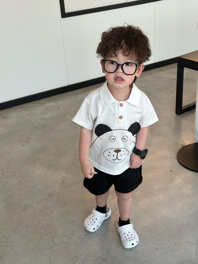 SB2376- bộ polo in chú cún đính tai