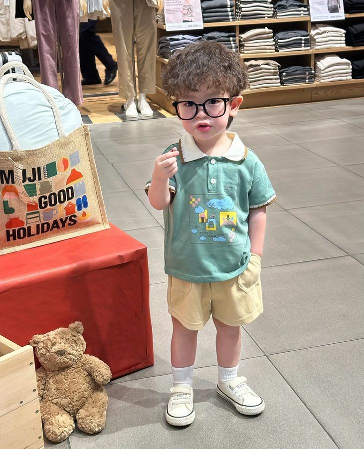 SB2401- bộ polo phối cổ, gấu tay in ô vuông n mây, ghế, cây,...