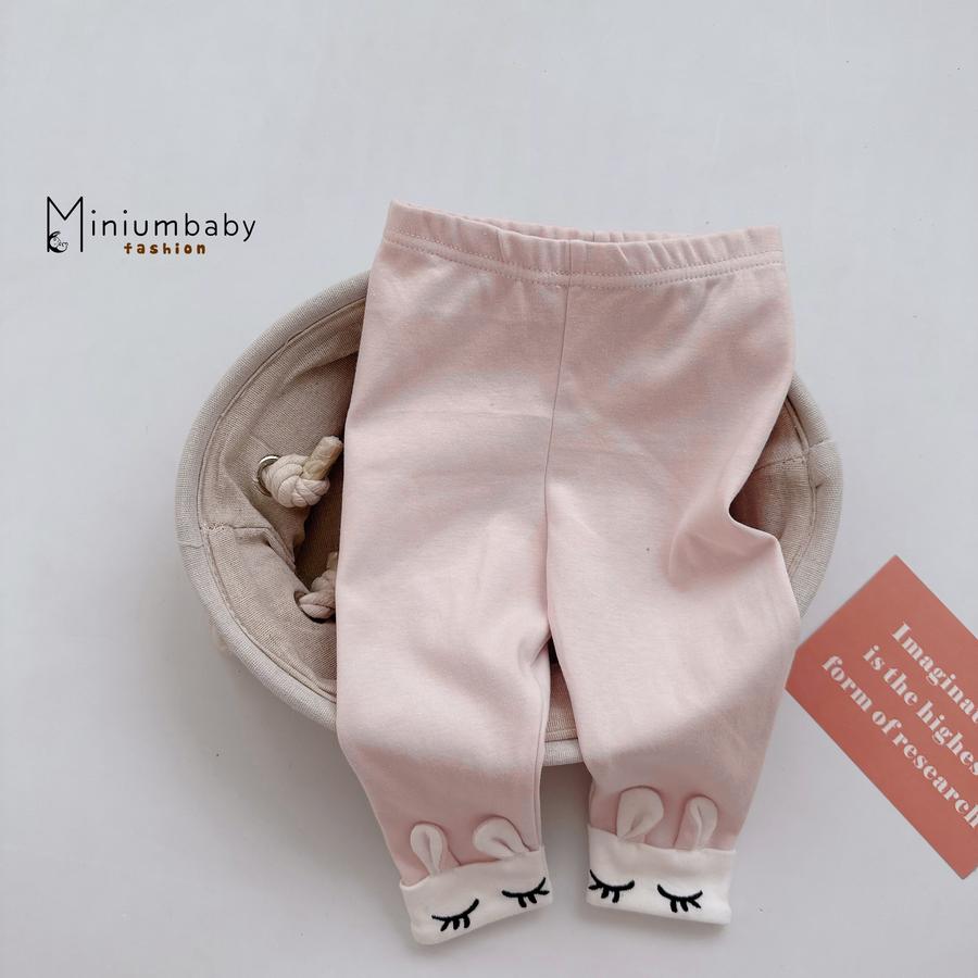 QD1636- quần legging thêu mắt thỏ hồng nhạt