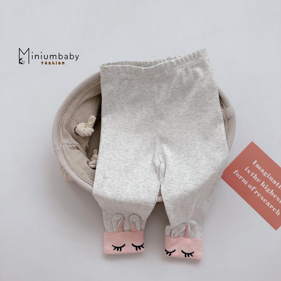 QD1636- quần legging thêu mắt thỏ ghi