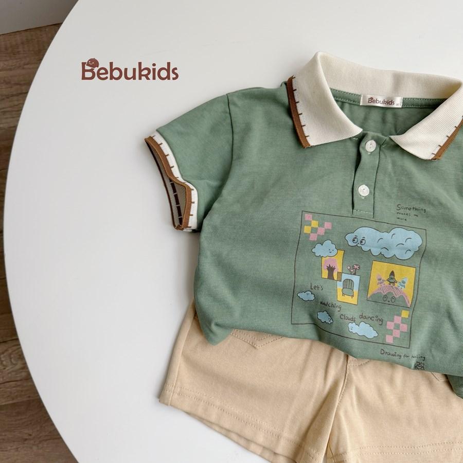 SB2401- bộ polo phối cổ, gấu tay in ô vuông n mây, ghế, cây,...