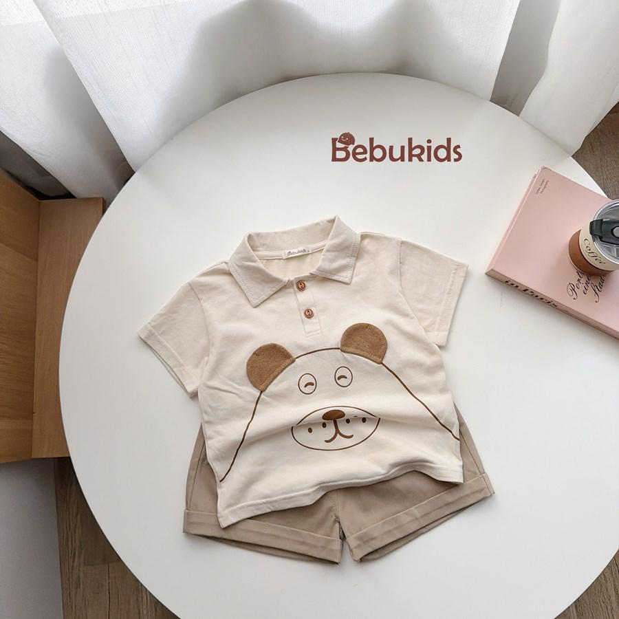 SB2376- bộ polo in chú cún đính tai