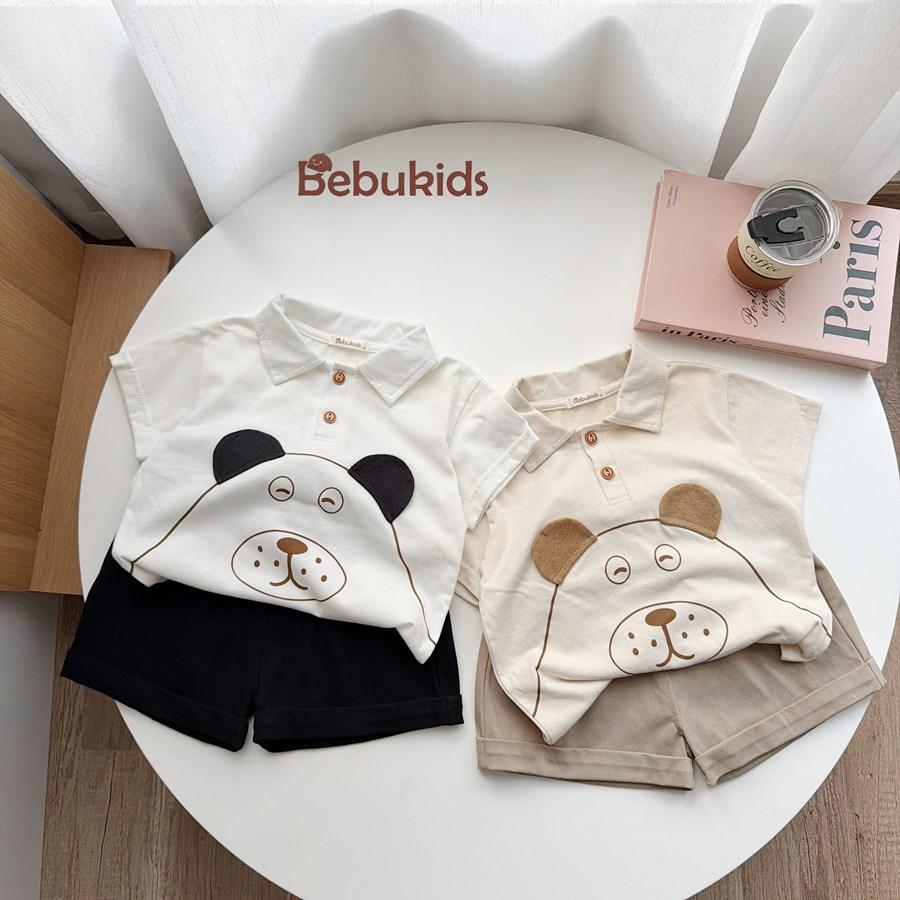 SB2376- bộ polo in chú cún đính tai