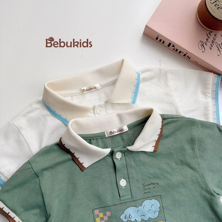 SB2401- bộ polo phối cổ, gấu tay in ô vuông n mây, ghế, cây,...