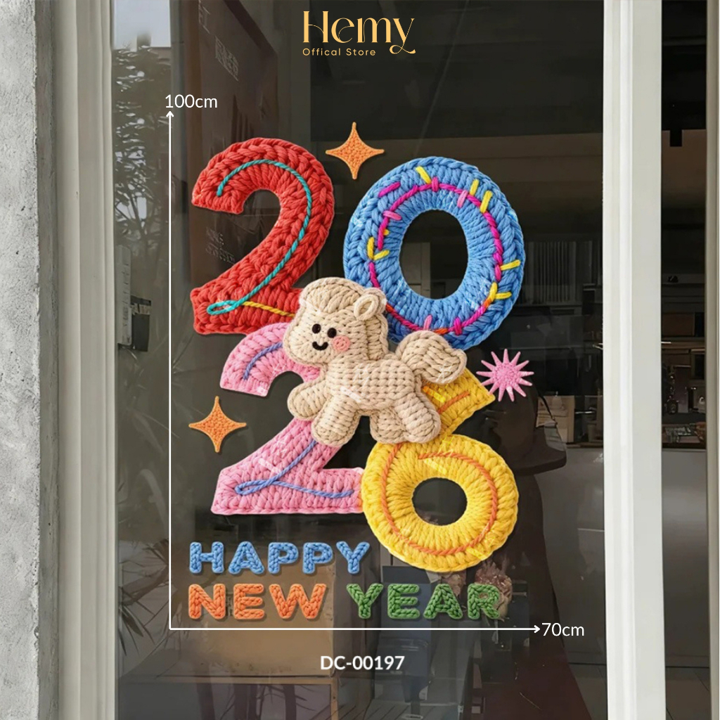 Decal Tết 2026 Bính Ngọ Trang Trí Nhà Dán Tường Cửa Kính PVC Chống Nước, Decor Quans Cafe, Studio - HeMy Decor
