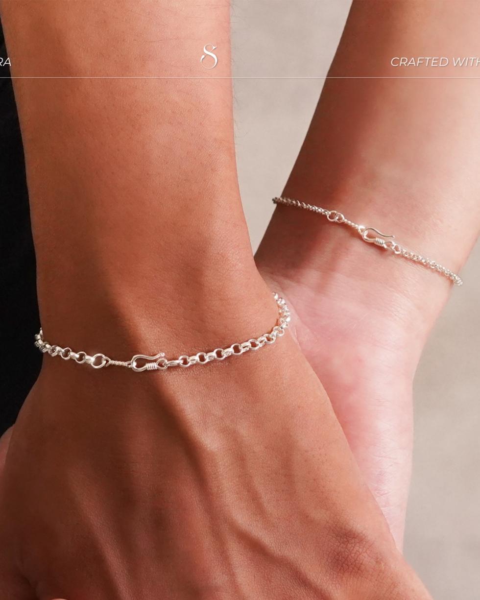 Vòng Tay Rolo Chain Khóa Shook | Bạc s925 1