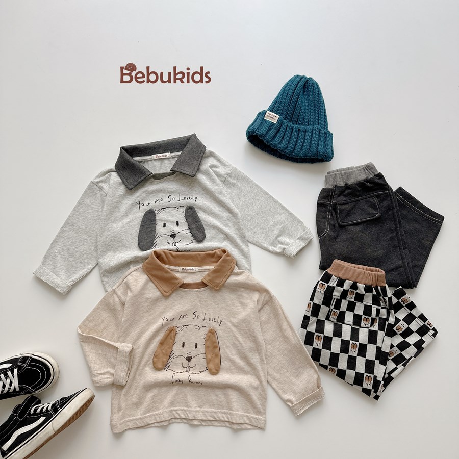 SB2391- bộ dài tay phối cổ in cũn đính tai, in chữ you are so lovely