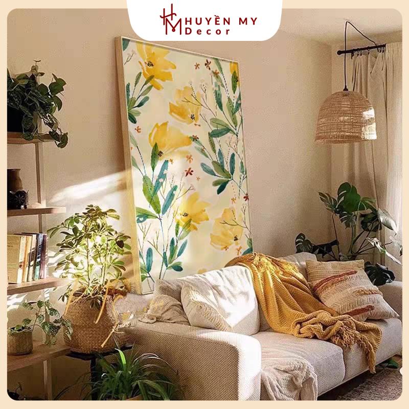 Tranh Đơn Canvas Hoa Trừu Tượng, Trang Trí Phòng Khách, Phòng Ngủ, Spa, Tiệm Nails