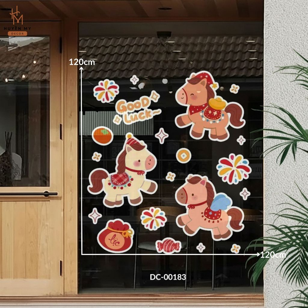 Decal Dán Tết Bính Ngọ 2026, Trang Trí Nhà, Cửa Kính, Chống Nước, Bền Đẹp - Huyền My Decor