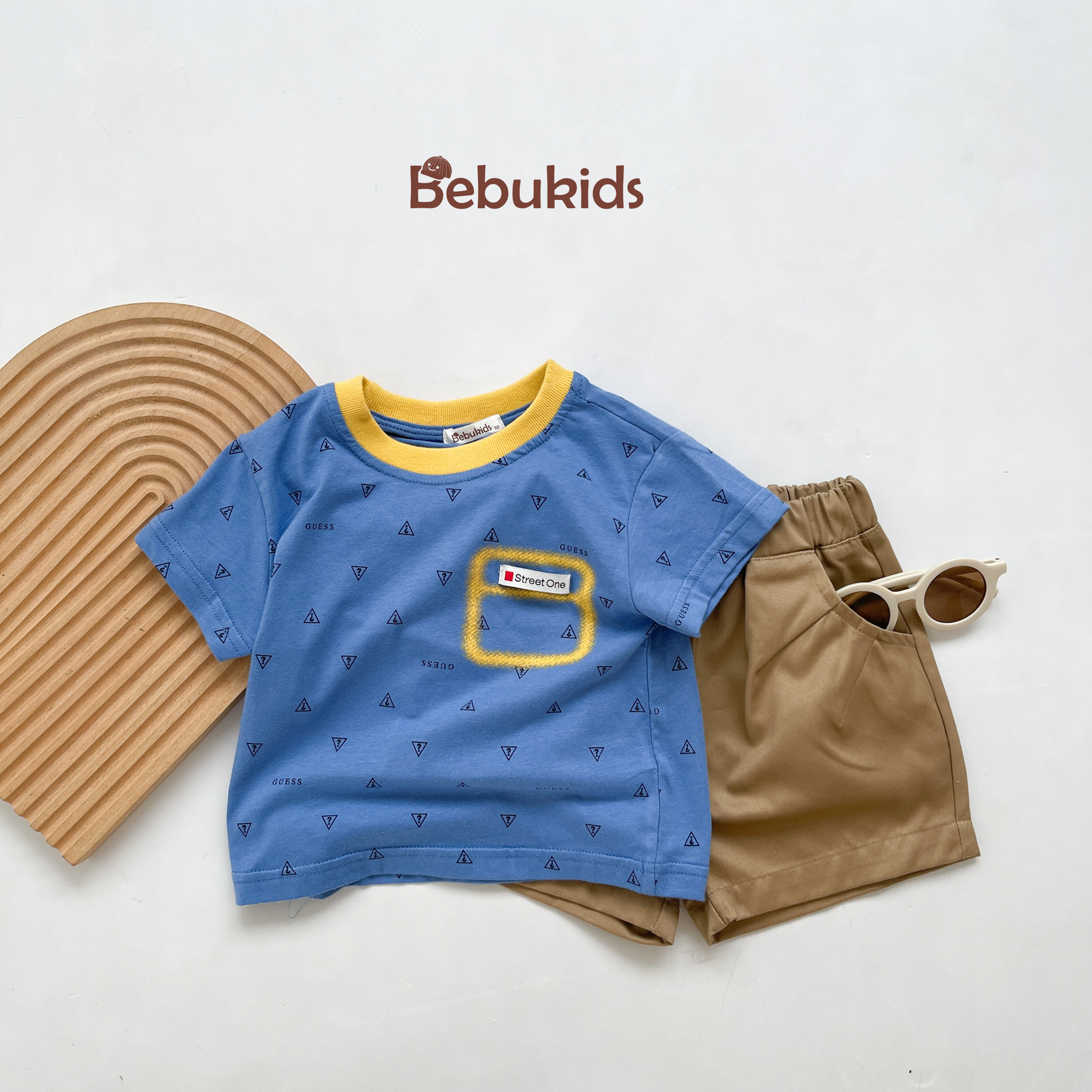 SB2386- bộ polo mix màu bé trai xanh