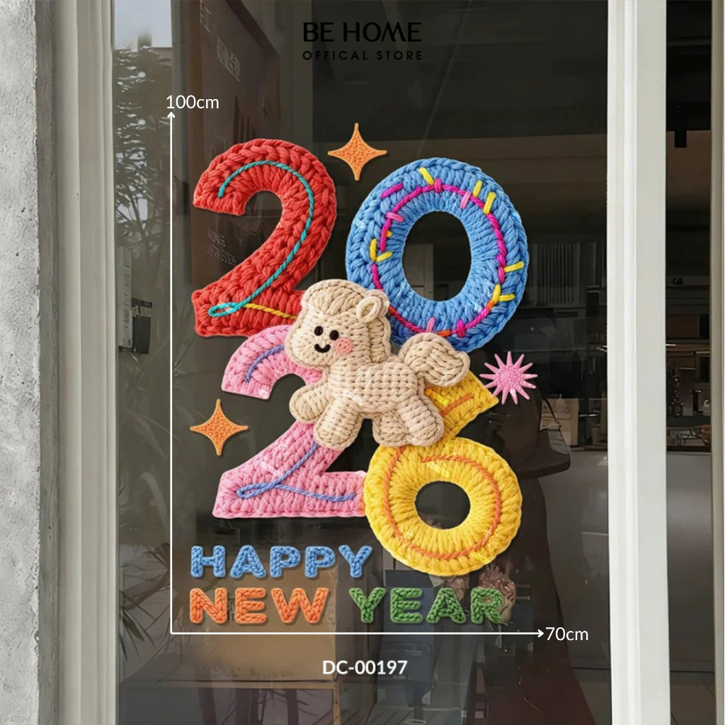 Decal Tết 2026 Bính Ngọ Trang Trí Nhà Dán Tường Cửa Kính PVC Chống Nước, Decor Quans Cafe, Studio - BeHome Decor