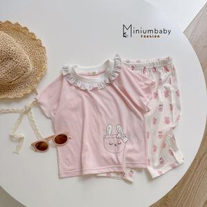Bộ cộc quần lỡ bé gái không cổ in hình