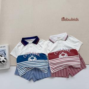 Bộ cộc quần đùi bé trai có cổ