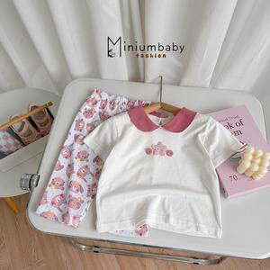 Bộ cộc quần lỡ bé gái có cổ