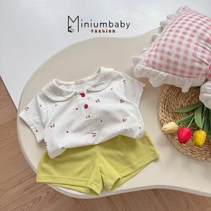 Bộ cộc quần đùi bé gái có cổ
