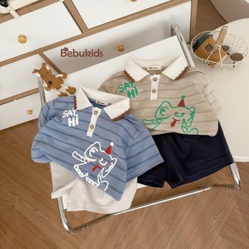 Bộ cộc quần đùi bé trai có cổ