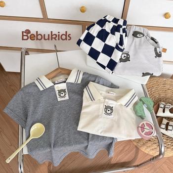 Bộ cộc quần đùi bé trai có cổ