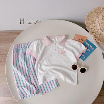 Bộ cộc quần lỡ bé gái có cổ