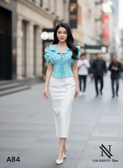 Product image - Áo Cổ Cánh Bèo đan dây