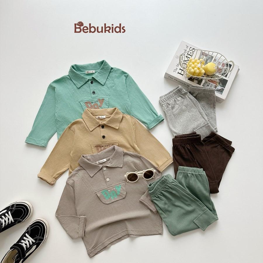 SB2385- bộ cộc có cổ dài tay in niceday dưới nẹp