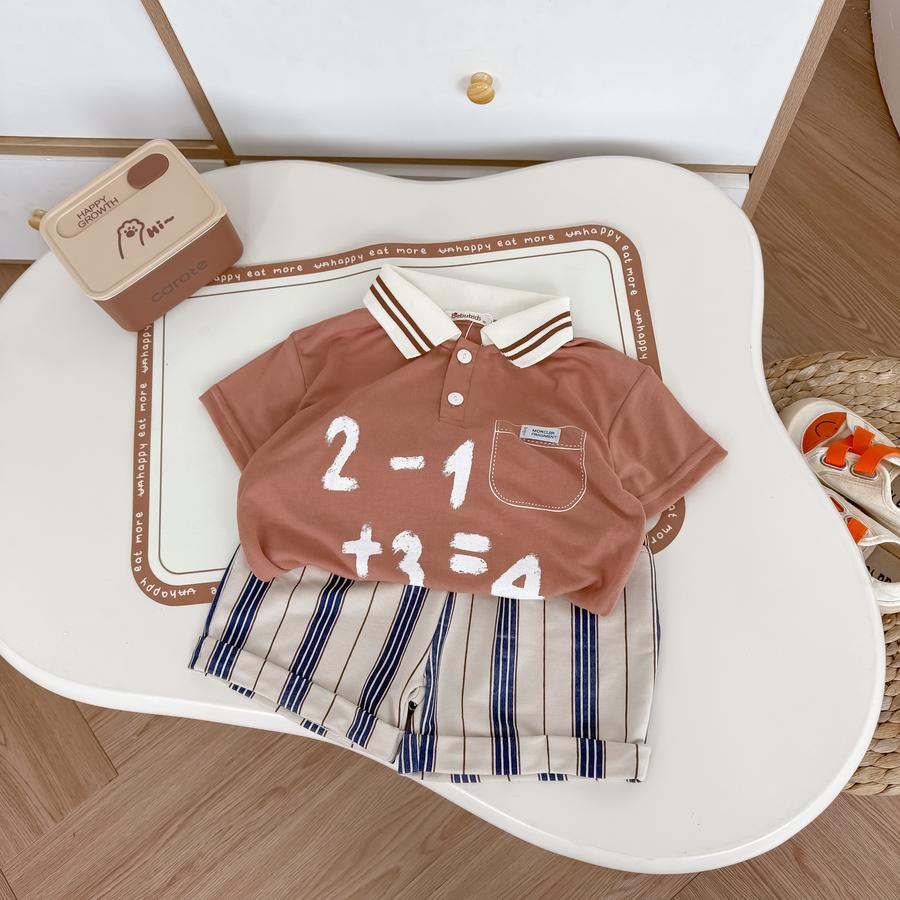 SB2386- bộ polo mix màu bé trai 2134nau