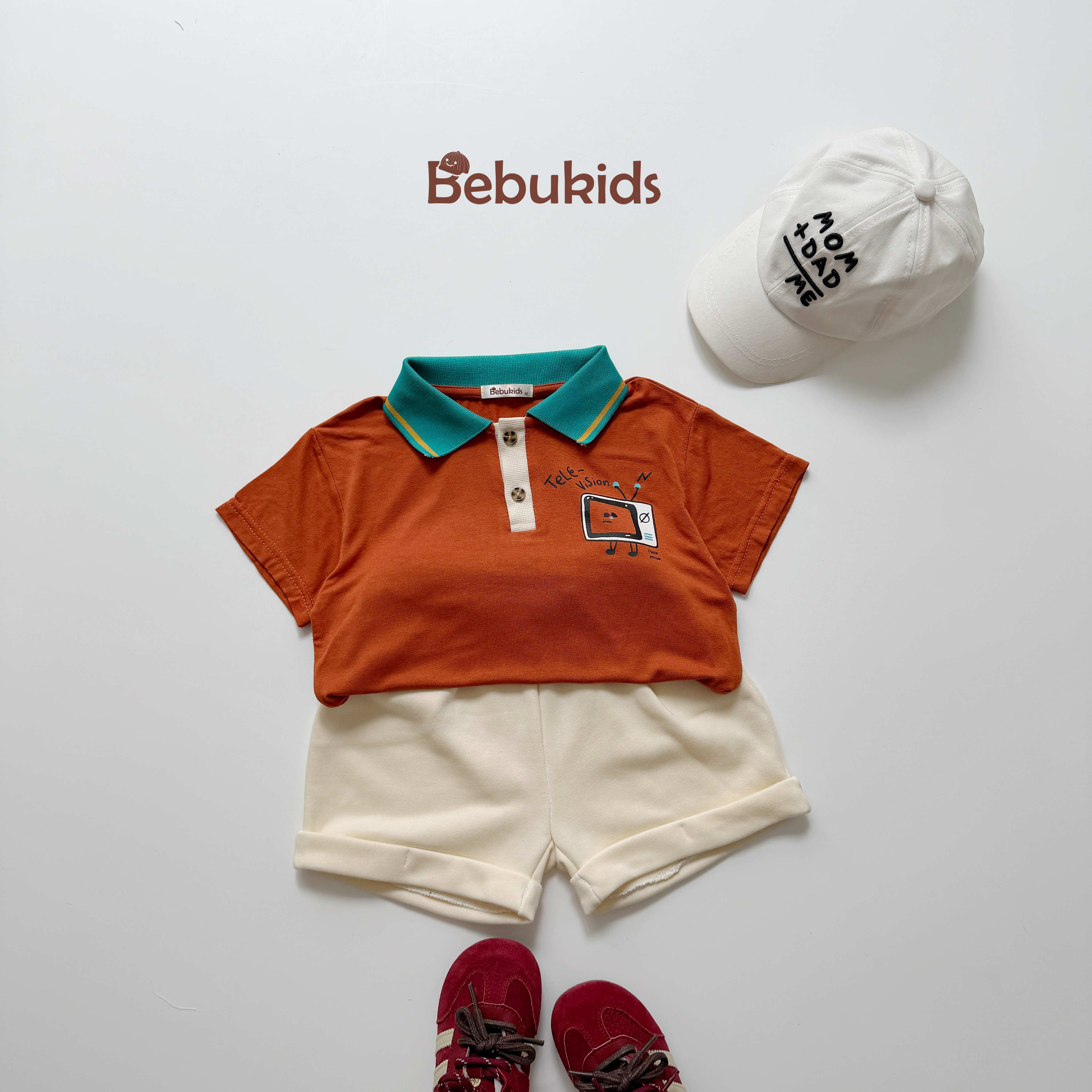 Bộ cộc quần đùi bé trai có cổ